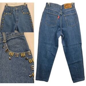 VTG Monique Jeans Sz 13/14 Glam Rock 80s 90s Studded Embellished High Rise 3118